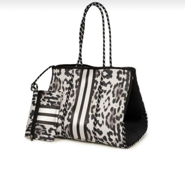 Black and white leopard tote